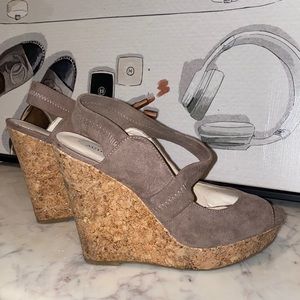 Faux Suede and Cork Wedge Sandal